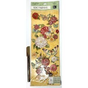 K&Co Susan Winget grand Adhesions Floral Chip board Glitter stickers Journaling